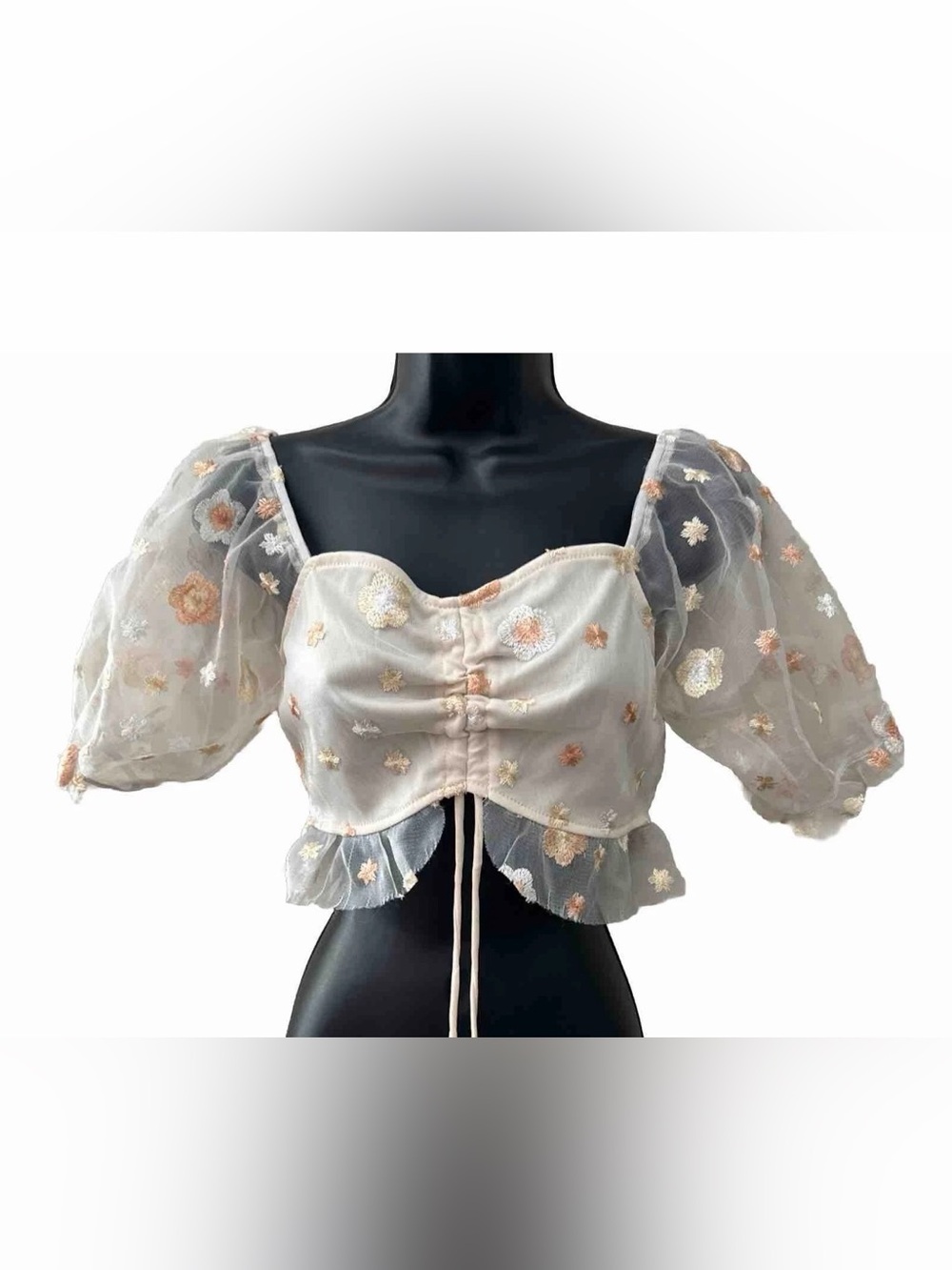 Le Lis Woman’s Cecilia Puffy Sleeves Cinch Top Size Small